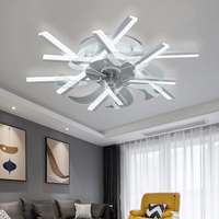 Leise Deckenventilator mit Beleuchtung Wohnzimmer LED Deckenventilator mit Ventilator Dimmbar mit Fernbedienung Fan Deckenleuchte Für Wohnzimmer Schlafzimmer Esszimmer Deckenleuchte (Weiß, L62cm)
