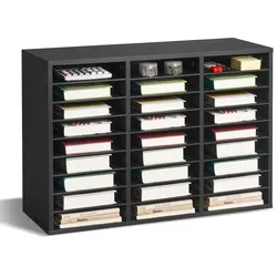 VEVOR Holz-Literatur-Organizer 27  Fächer Herausnehmbare Regale Holz Schwarz