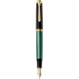 Pelikan Füllhalter Souverän 800, Schwarz-Grün, Feder EF (extra-fein), hochwertiger Kolbenfüller im Geschenk-Etui, 995670