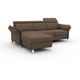 sit&more Ecksofa SIT & MORE "Vincenzo L-Form", braun, B:252cm H:84cm T:165cm, Sofas, Ecksofa, inklusive Kopfteilverstellung, wahlweise mit Bettfunktion, Bettkasten