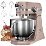 Electrolux EKM5570 Knetmaschine aus Edelstahl, Motor 1200 W und 10 Geschwindigkeiten, mit Schneebesen und Deckel, 360 x 370 x 210 mm, Sand