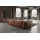KAWOLA Sofa CELESTE 4-Sitzer mit Hocker Lederfaserstoff cognac
