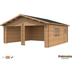 Palmako Garage Roger 28,4 m2 - 44 mm - ohne Tore Hellbraun tauchimprägniert