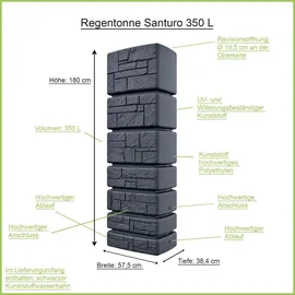 Prosperplast Tower Stone Regentonne 350 l anthrazit