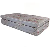 Klappmatratze 195x120x8cm, 3-teilige Faltmatratze, H2 Gästematratze , Camping Faltbare Kamping Bett, Waschbar Bezug, Erwachsene Klappbar, Reisematratze Schaumstoff Matratze (Blumenmuster Grau)