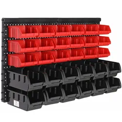 Werkzeugwand Schwarz/Rot 32-tlg mit Stapelboxen