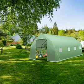 Tectake tectake® Foliengewächshaus, 27 m3, in Zeltform mit 8 Fenstern 600 x 300 x 205 cm