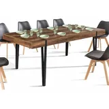 IDMarket Esstisch, ausziehbar, rechteckig, Austria, 6-10 Personen, Holz, Nadelfuß, Schwarz, 160 – 200 cm