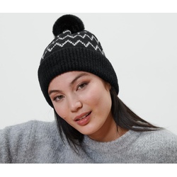 Tchibo - Strickmütze mit Bommel - schwarz