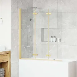 vidaXL Elijah Duschwand rechts 130 x 138 cm Gold transparent