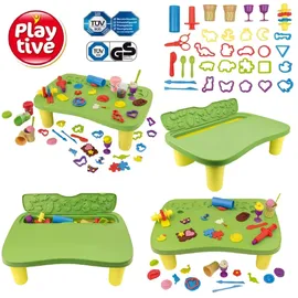 Playtive Knet Set Spieltisch 42 teilig mit Zubehör und 8x Knete