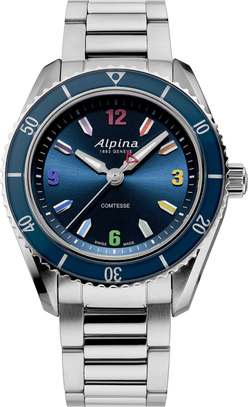 Alpina Alpiner Collection Comtesse Sport Quartz 36,5mm rainbow" AL-235NRB3C6B" - blau,silber - 36.5mm
