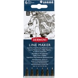 DERWENT Line Maker Fineliner-Set schwarz, 6 St.