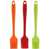 Jitnga 3 Stück 21Cm Silikon Backpinsel, Küche Pastry Brush, Bbq Pinsel Für Grillen, Gebäck, Rühren, Backen, Kochen(Orange Und Grün Und Rot)