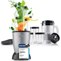 GOURMETmaxx Mr. Magic Mixer | Smoothie Maker mit XXL-Zubehörpaket | Standmixer 18-tlg. | Blender mit auslaufsicheren Frischhaltedeckeln | Food Processor für Shakes, Smoothies etc.