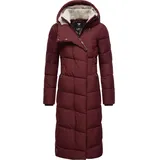 Ragwear Damen, atmungsaktiver Wintermantel warmer wasserdichter Steppmantel lang mit Kapuze Pavla Long Intl Wine Red Gr. XL - XL