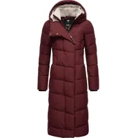 Ragwear Damen, atmungsaktiver Wintermantel warmer wasserdichter Steppmantel lang mit Kapuze Pavla Long Intl Wine Red Gr. XL - XL