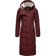 Ragwear Damen, atmungsaktiver Wintermantel warmer wasserdichter Steppmantel lang mit Kapuze Pavla Long Intl Wine Red Gr. XL - XL