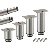 Möbelfüße verstellbar 4er Set 150-270mm Metall Edelstahl Optik 38mm Möbelbeine Metallfüße