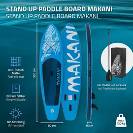 ECD Germany Stand Up Paddle Board Makani Paddelboard aufblasbar Blau 320 cm