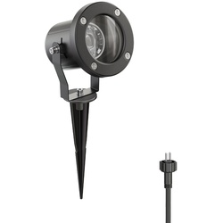 ledscom.de Gartenstrahler KUK mit Erdspieß für außen, Edelstahl, schwarz, 5,38W 524lm 30° weiß