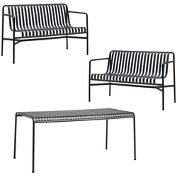 HAY - Palissade Tisch + 2x Dining Bench, anthrazit