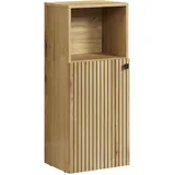 trendteam smart living - PureBliss - Kommode - Eiche - Badschrank in angesagter Rillenoptik - (BxHxT) 40 x 95 x 31 cm - schwarzer Metallgriff - 1 offenes und 2 geschlossene Fächer - kratzfest