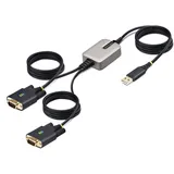 Startech StarTech.com 4m 2-Port USB auf Seriell Adapter, COM-Retention, FTDI, USB-A zu DB9 RS232 Kabel, Wechselbare Schrauben/Muttern