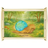 Mr. & Mrs. Panda Tablett Schnecke Sir Design, betttablett, Weiß, Holztablett, Lebenszeit, Schn, Echtholz lasiert, (Packung, 1-tlg) weiß