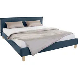 Polsterbett OTTO PRODUCTS "Heddi", blau, B:185cm H:82cm L:212cm, Bezug Struktur fein (100% recyceltes Polyester), Betten, Polsterbett Polsterbett ohne Bettkasten, in 5 Breiten: von 90cm-200cm, Biese am Kopfteil, Strukturstoff
