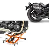 Set: Motorrad Hebebühne Midlift XL bis 500kg orange ConStands mit Satteltasche rechts Arizona 3Ltr passend für Chopper sw