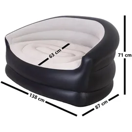 Avenli Luftsofa Grau, Schwarz, Kunststoff, Uni, Rechteckig, 87x71x138 cm Wohnzimmer, Sofas – Couches, Sofas