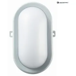HEITRONIC Outdoor LED Wand- / Deckenleuchte BODRUM, oval, IP54, 10W 4000K 700lm, lichtgrau / matt HEI-500746