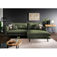 Home affaire Ecksofa Lazio modern und bequem, schmale Armlehnen, tolle Detailverarbeitung, zwei verschiedene Fußfarben wählbar grün