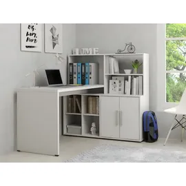 vente-unique Eckschreibtisch mit Stauraum - Weiß - LEON