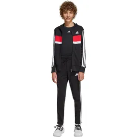adidas Seasonal Essentials Tiberio 3-Streifen French Terry Jogginganzug Kinder JI6036 - black/white/pure ruby 128