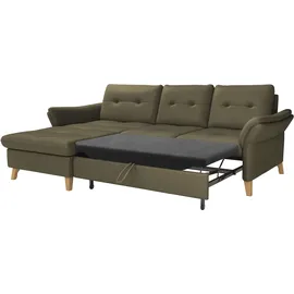sit&more Ecksofa SIT & MORE "Göteborg", grün (olive), B:268cm H:90cm T:176cm, Sofas, Ecksofa, Sitztiefenverstellung und Federkern, wahlweise mit Bettfunktion