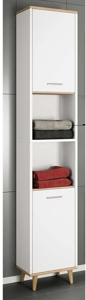 Badhochschrank schmal in modernem Design zwei Drehtüren
