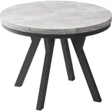 ESSTISCH Lume runder ausziehbarer, Grauer Beton 100-200/100/76 cm