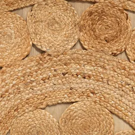 Steffensmeier Jute Teppich Goa | Rund | Wohnzimmer, Flur, Eingangsbereich, Naturfaser, handgeflochten, Flower, Größe: Ø 150 cm
