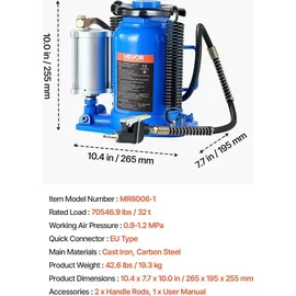 Vevor Wagenheber Gusseisen 255–415 mm blau