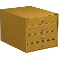 Rhodiarama Schubladenbox mit 4 geschlossenen Laden, Kunstleder, 24,8x32 ,7x22,8cm - Gold 194568C
