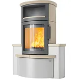 Kaminofen HARK 44-5.34 GT ECOplus 8 kW - Ofenkacheln: Creme - Korpus: titan