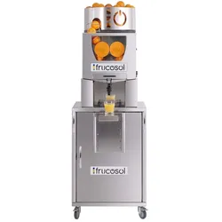 Frucosol elektr. Orangenpresse Self Service auf Rollen für 20-25 Orangen/Min. mit autom. Zufuhr 12kg Saftpresse Entsafter Edelstahl
