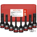GETLITOOL 1/2" Kraft Schlagschrauber Nüsse Satz, 8tlg S2-Stahl Kraft Torx Bit Einsatz Satz T30 - T80, Länge 78 mm Torx Bit Steckschlüssel Bits Set für Tx Schrauben