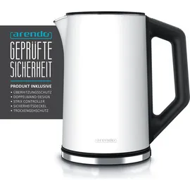 Arendo Frühstücks-Set, 2-Scheiben Langschlitz-Toaster/Wasserkocher 1,5L, Weiß