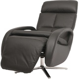 MCW Relaxsessel MCW-L11, Design Fernsehsessel TV-Sessel Liegesessel, Liegefunktion drehbar, Voll-Leder schwarz