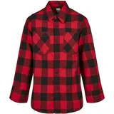 URBAN CLASSICS Checked Flanell Langarmhemd Black / Red 158-164 cm
