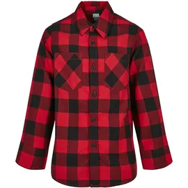 URBAN CLASSICS Checked Flanell Langarmhemd Black / Red 158-164 cm
