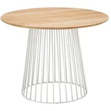 Solpuri Beistelltisch Grid - 90 cm rund / 65 cm hoch 301 weiß 400 Teak